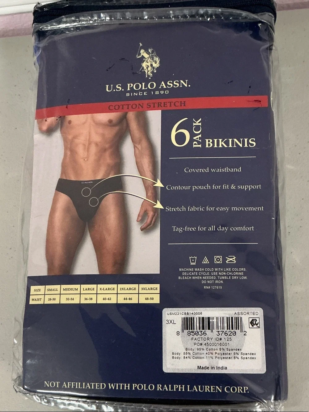 U.S. Polo Assn. Men's Bikini Briefs Pack Blue, Red Gray, Teal, Dark Gray nwb 3Xl
